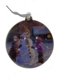 Плоский елочный шар с лого 1 (10 см.)