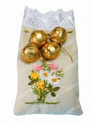 Конфеты с логотипом в цветочном мешочке 1