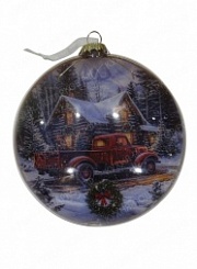 Плоский елочный шар с лого 1 (12 см.)