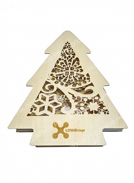 Изображения Деревянная коробка елка с логотипом 1